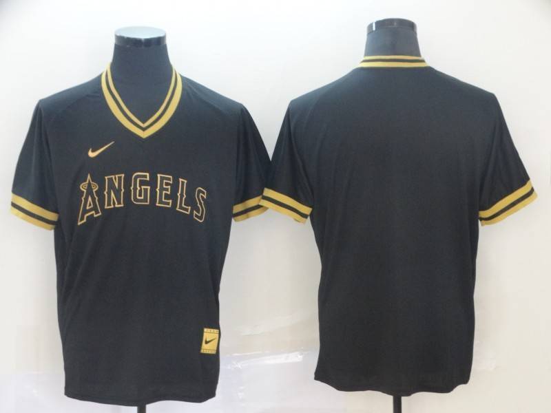 Los Angeles Angels Black Gold Retro MLB Jersey