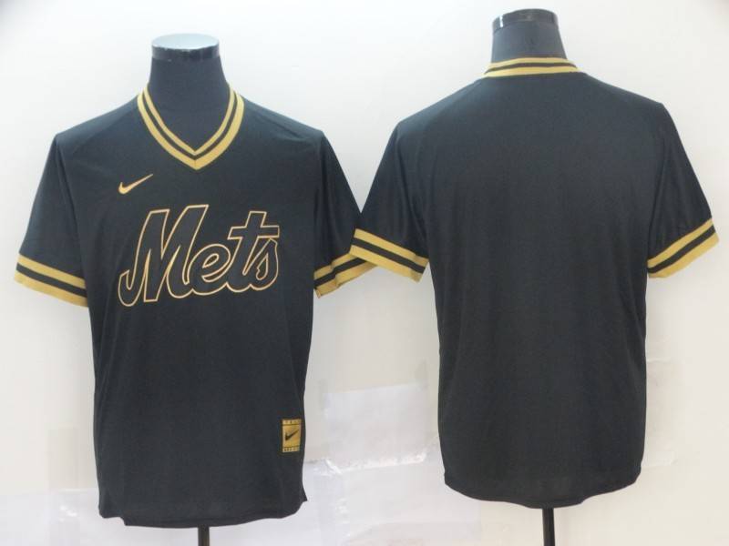 New York Mets Black Gold Retro MLB Jersey