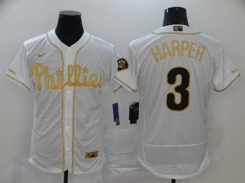Philadelphia Phillies White Gold Elite MLB Jersey