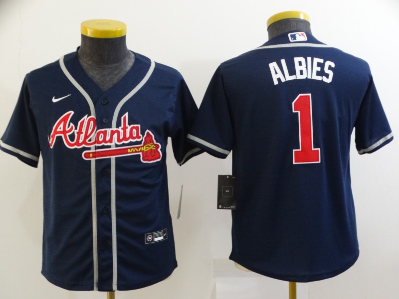 Atlanta Braves Kids ALBIES #1 Dark Blue MLB Jersey