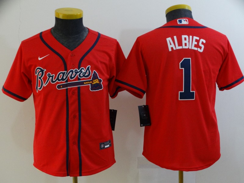 Atlanta Braves Kids ALBIES #1 Red MLB Jersey