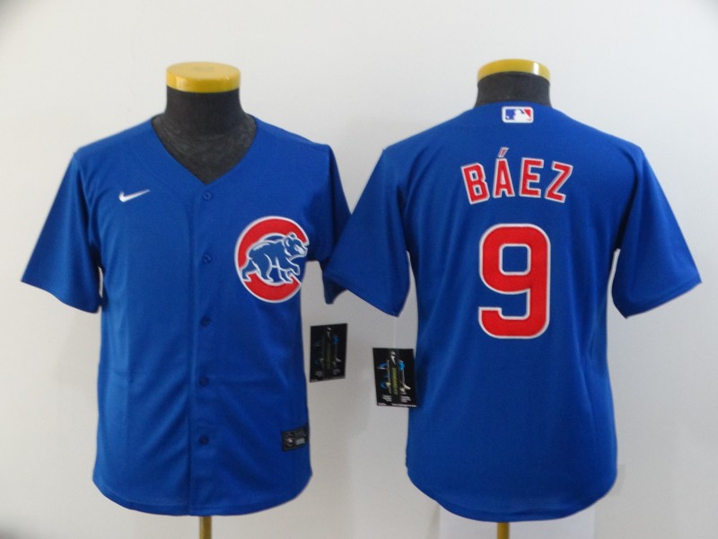 Chicago Cubs Kids BAEZ #9 Blue MLB Jersey