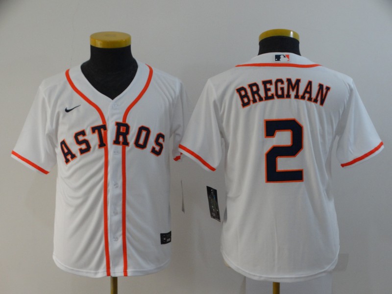 Houston Astros Kids BREGMAN #2 White MLB Jersey