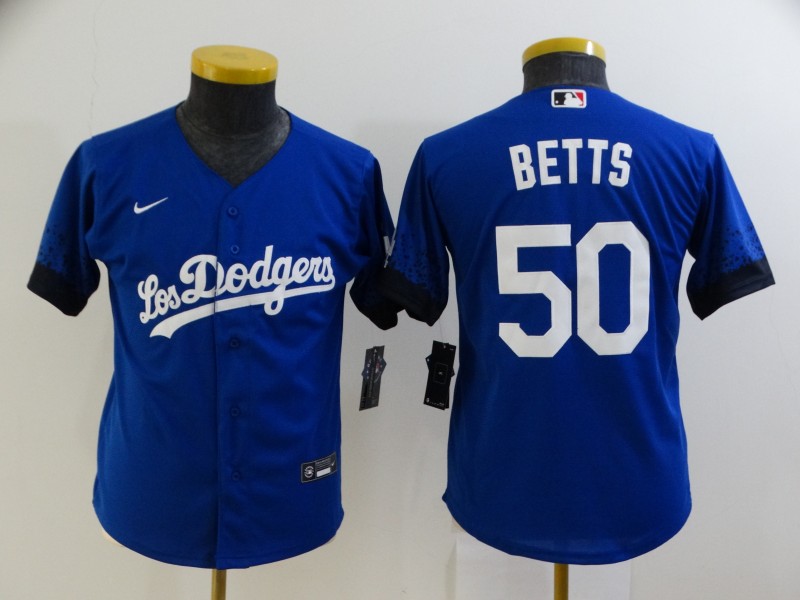 Los Angeles Dodgers Kids BETTS #50 Blue MLB Jersey