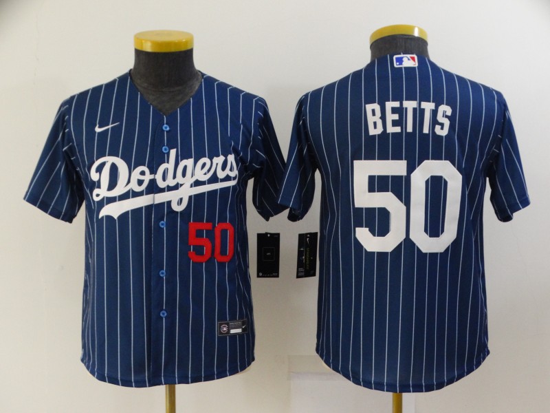 Los Angeles Dodgers Kids BETTS #50 Dark Blue Retro MLB Jersey