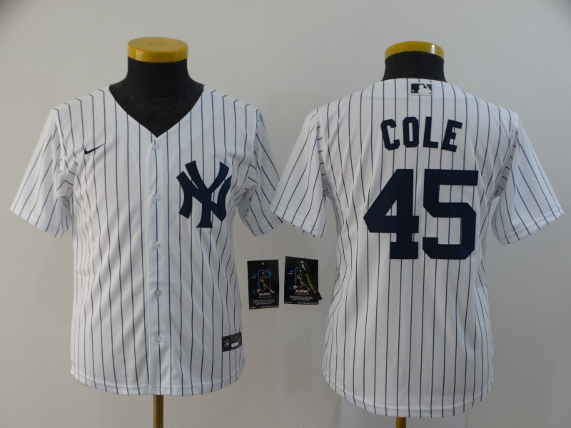 New York Yankees Kids COLE #45 White MLB Jersey