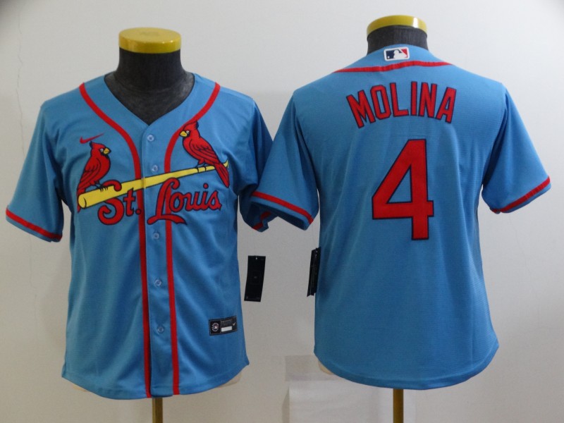 St. Louis Cardinals Kids MOLINA #4 Light Blue MLB Jersey