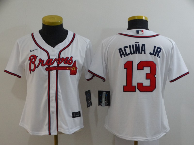 Atlanta Braves ACUNA JR. #13 White Women Baseball Jersey