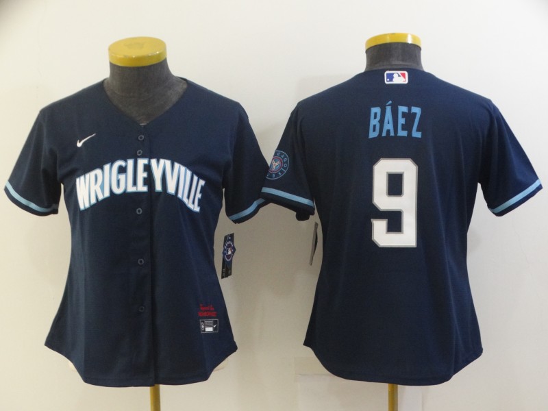 Chicago Cubs BAEZ #9 Dark Blue Women Baseball Jersey