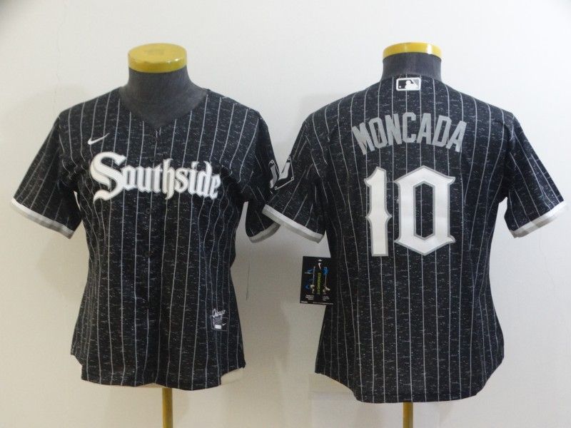 Chicago White Sox MONCADA #10 Black Women Baseball Jersey 02