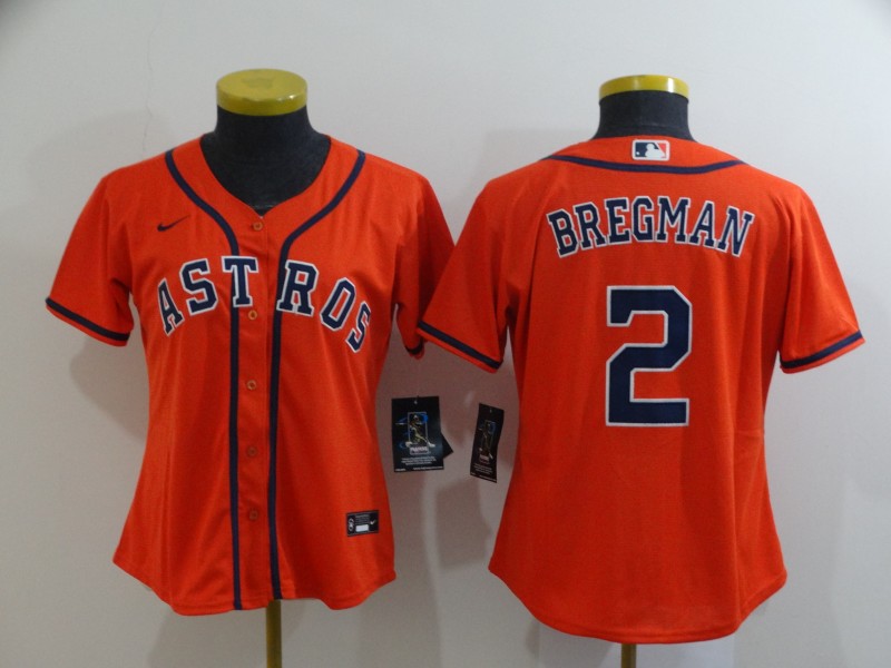 Houston Astros BREGMAN #2 Orange Women Baseball Jersey
