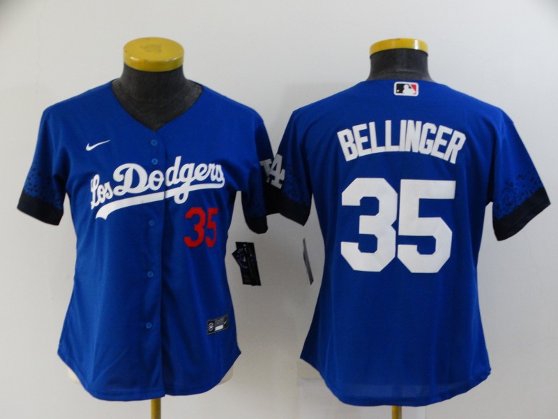 Los Angeles Dodgers BELLINGER #35 Blue Women Baseball Jersey 02
