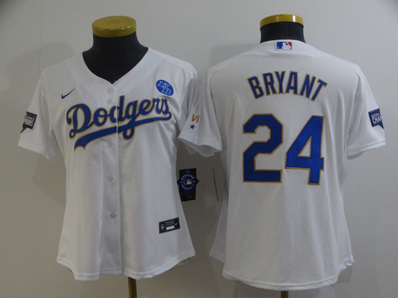 Los Angeles Dodgers BRYANT #24 White Champion Women Baseball Jersey