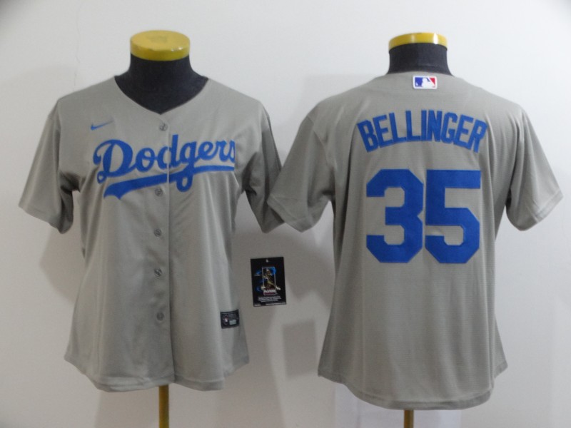 Los Angeles Dodgers BELLINGER #35 Grey Women Baseball Jersey