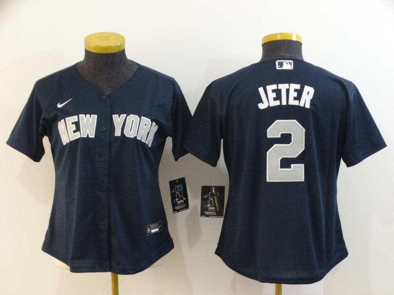 New York Yankees JETER #2 Dark Blue Women Baseball Jersey