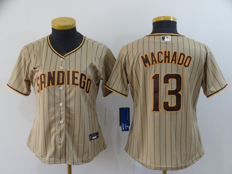 San Diego Padres MACHADO #13 Tan Women Baseball Jersey