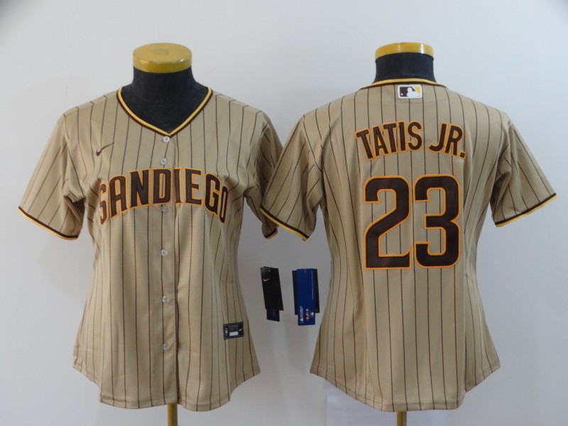 San Diego Padres TATIS JR. #23 Tan Women Baseball Jersey