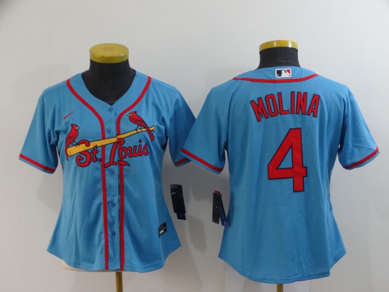 St. Louis Cardinals MOLINA #4 Blue Women Baseball Jersey