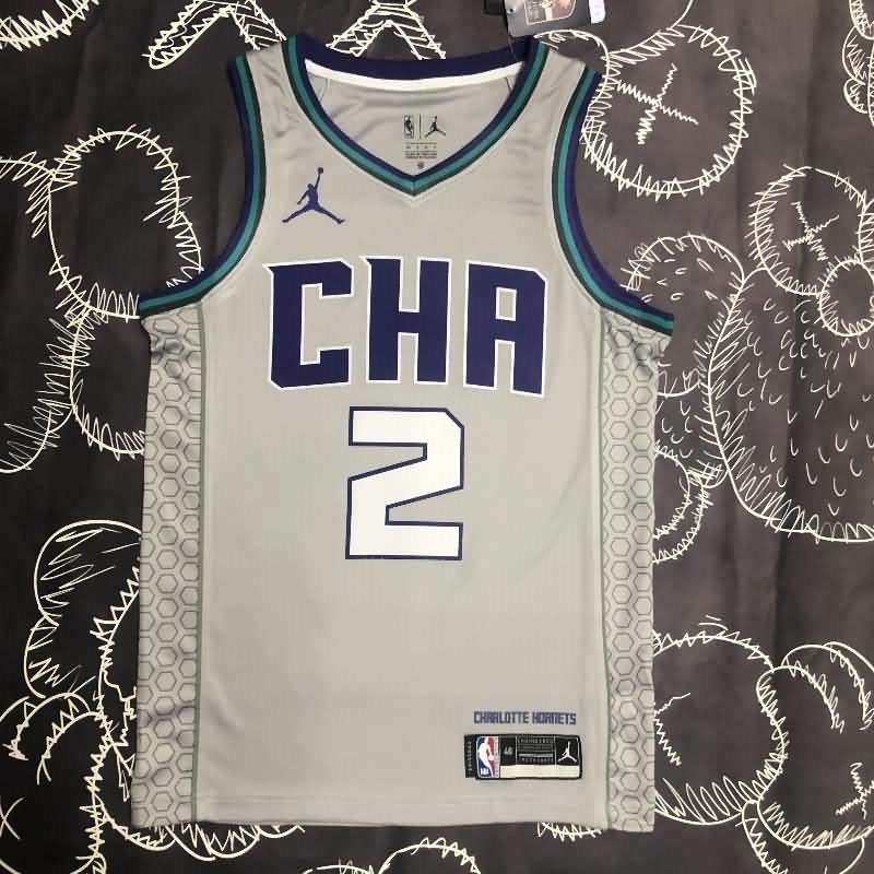 Charlotte Hornets 2019 Grey AJ Basketball Jersey (Hot Press)