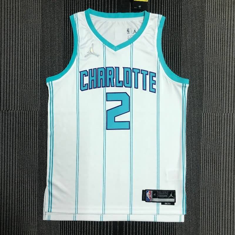 Charlotte Hornets 21/22 White AJ Basketball Jersey (Hot Press)