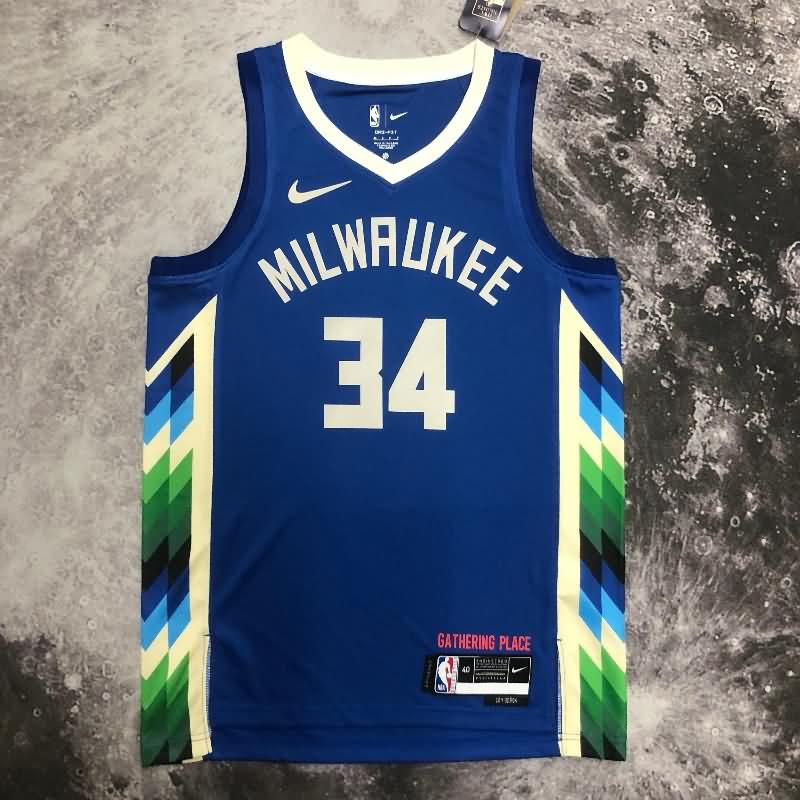 Milwaukee Bucks 22/23 Blue City Basketball Jersey (Hot Press)