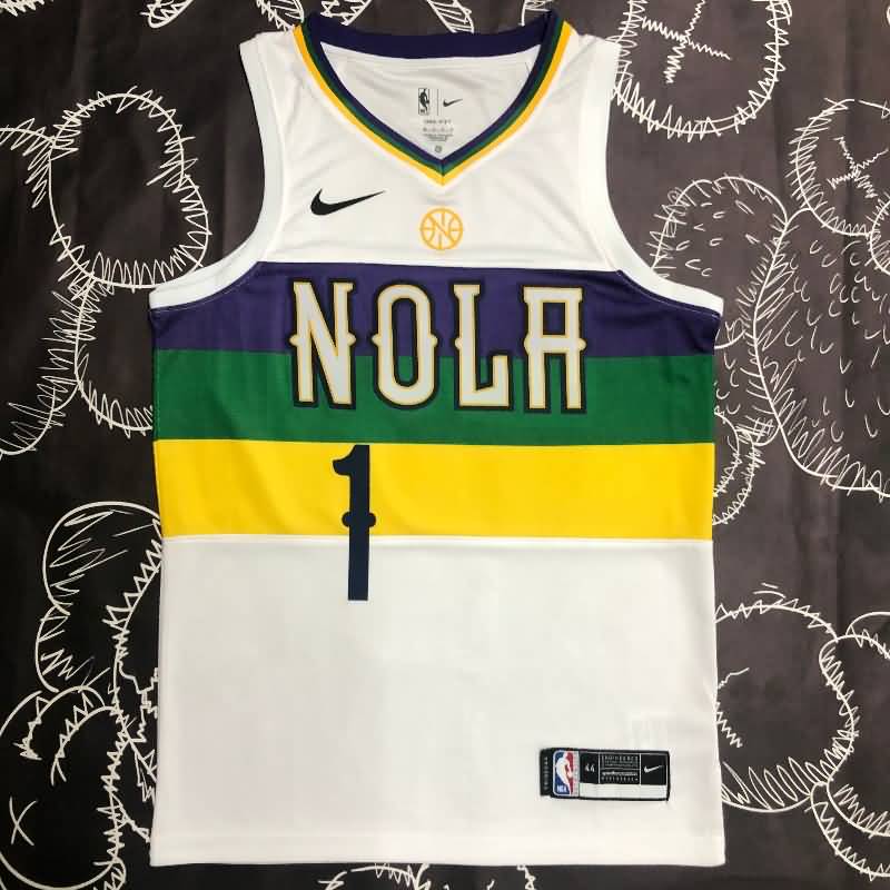 New Orleans Pelicans White City Basketball Jersey (Hot Press)
