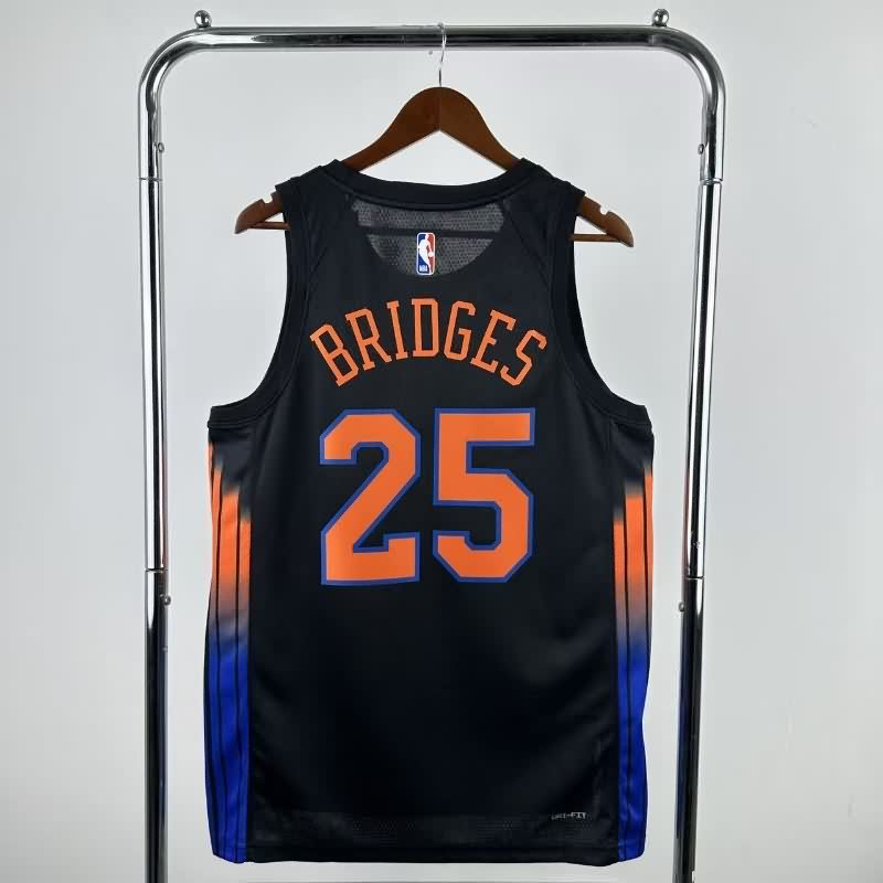New York Knicks 25/26 Black AJ Basketball Jersey (Hot Press)