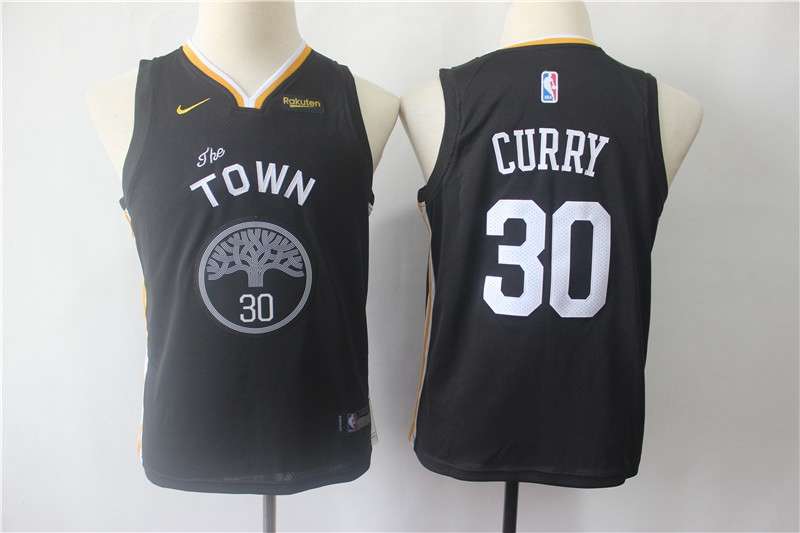 Golden State Warriors #30 CURRY Black Young Basketball Jersey (Stitched)