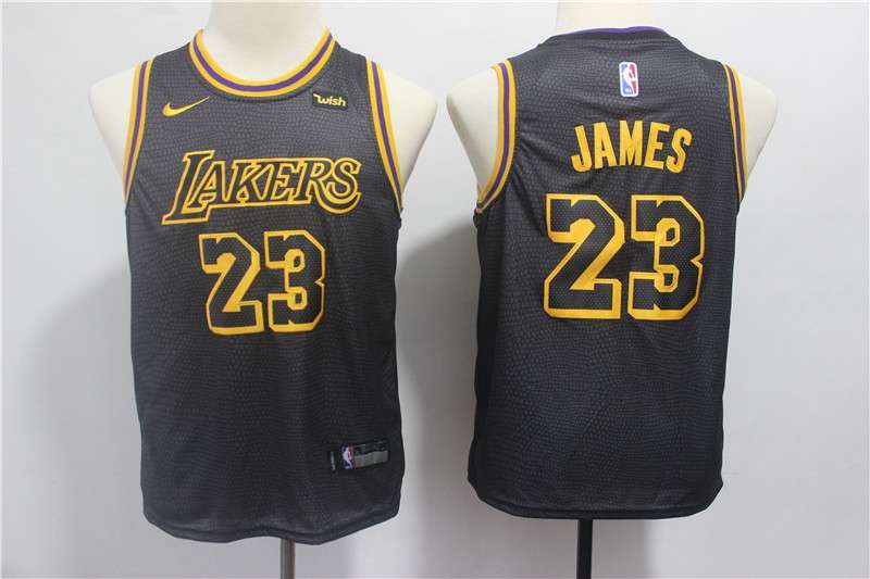 Los Angeles Lakers #23 JAMES Black City Young Basketball Jersey (Stitched)