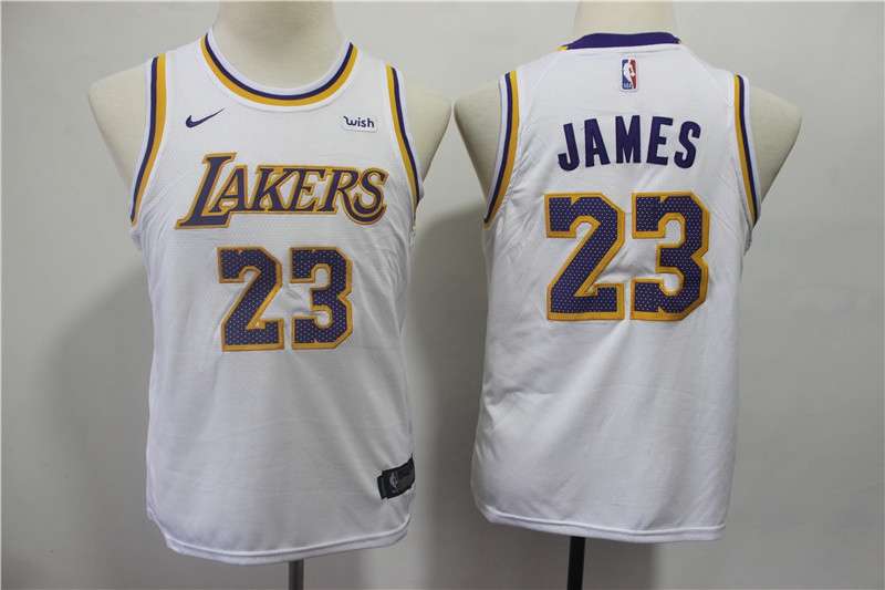 Los Angeles Lakers #23 JAMES White Young Basketball Jersey (Stitched)