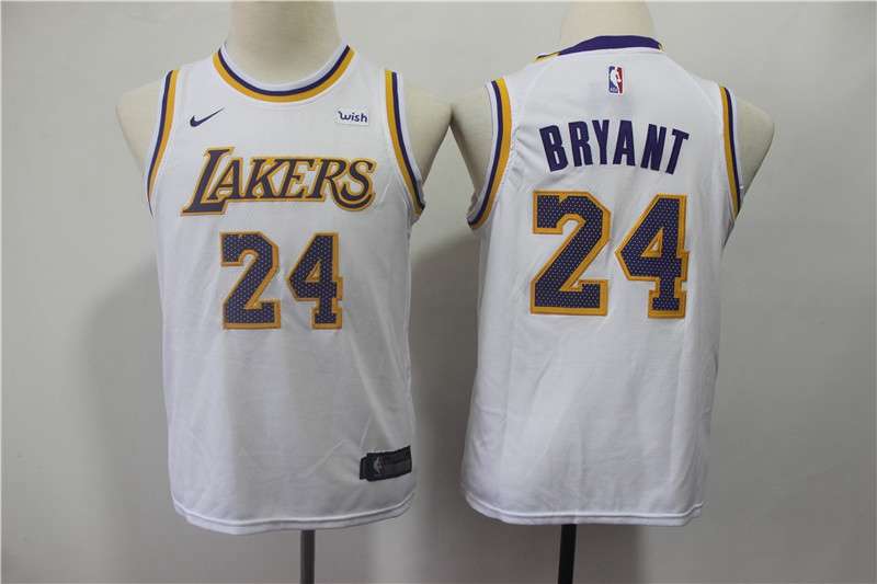 Los Angeles Lakers #24 BRYANT White Young Basketball Jersey (Stitched)