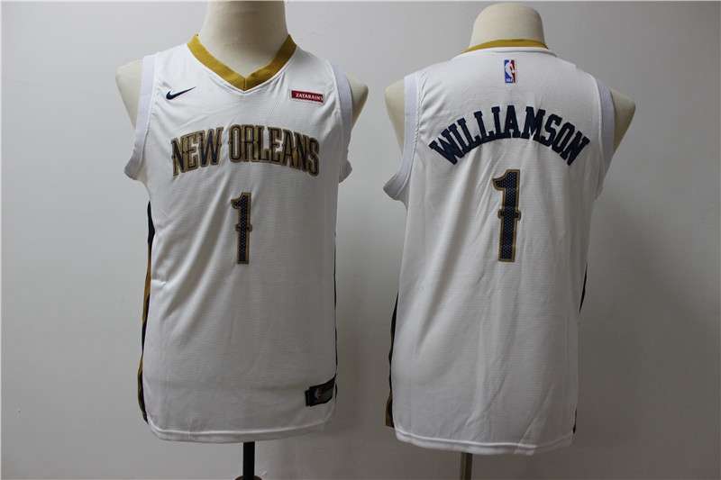New Orleans Pelicans #1 WILLIAMSON White Young Basketball Jersey (Stitched)