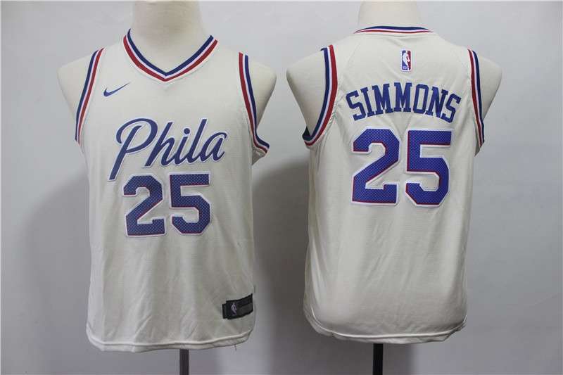 Philadelphia 76ers #25 SIMMONS White City Young Basketball Jersey (Stitched)