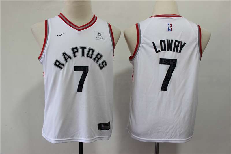 Toronto Raptors #7 LOWRY White Young Basketball Jersey (Stitched)