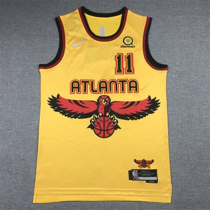 Atlanta Hawks 21/22 YOUNG #11 Yellow City Basketball Jersey (Stitched)