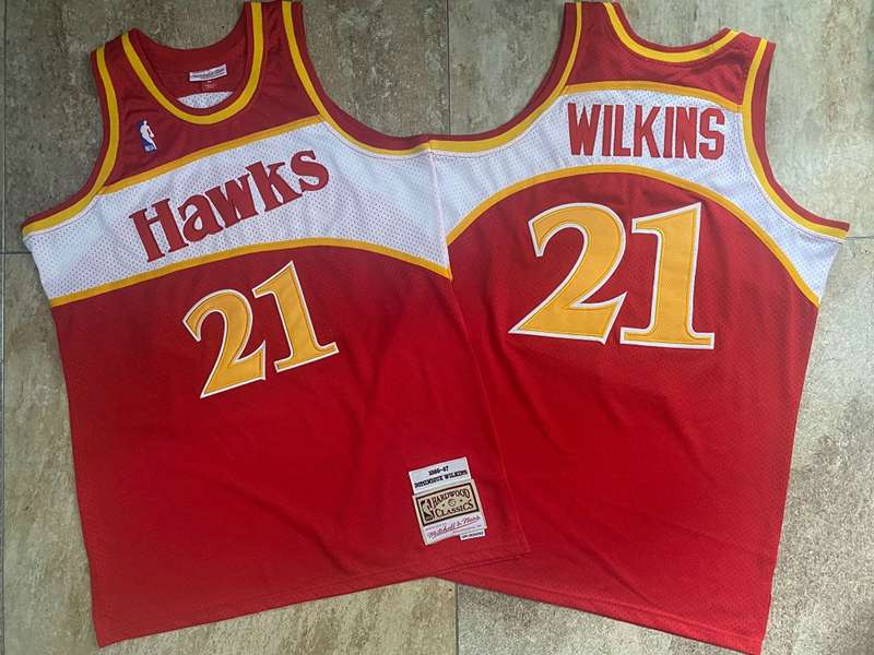 Atlanta Hawks 1986/87 WILKINS #21 Red Classics Basketball Jersey (Closely Stitched)