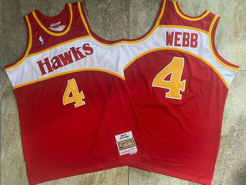 Atlanta Hawks 1986/87 WEBB #4 Red Classics Basketball Jersey (Closely Stitched)