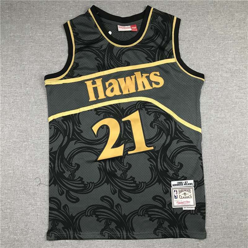 Atlanta Hawks 1986/87 WILKINS #21 Black Classics Basketball Jersey (Stitched)