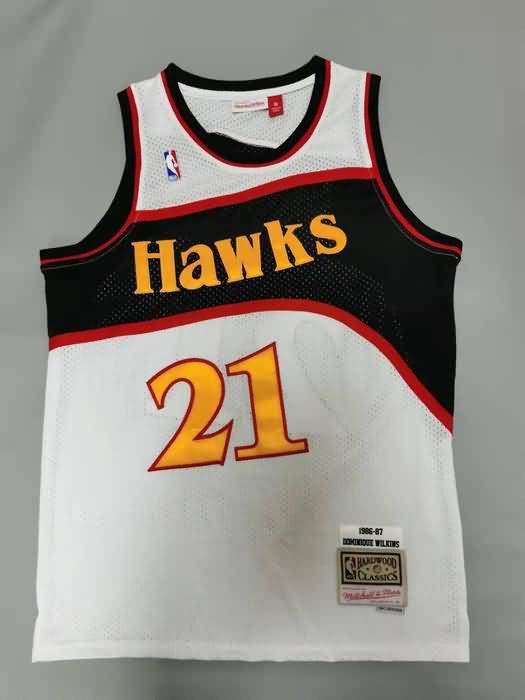 Atlanta Hawks 1986/87 WILKINS #21 White Classics Basketball Jersey (Stitched)