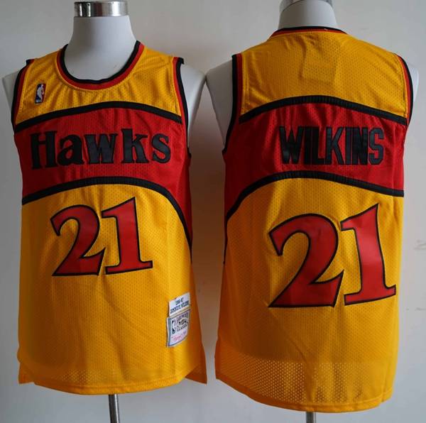 Atlanta Hawks 1986/87 WILKINS #21 Yellow Classics Basketball Jersey (Stitched)