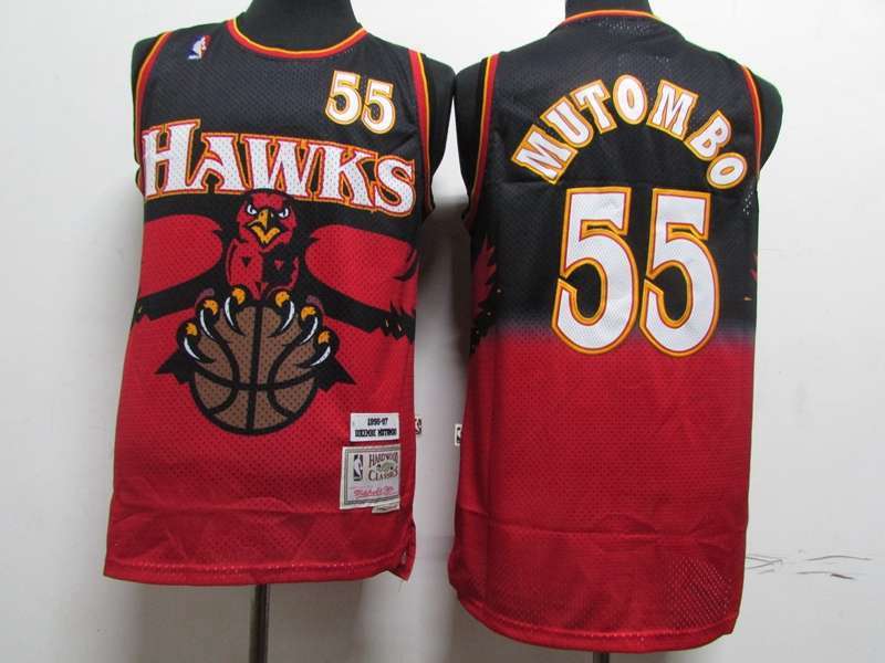 Atlanta Hawks 1996/97 MUTOMBO #55 Black Red Classics Jersey (Stitched)