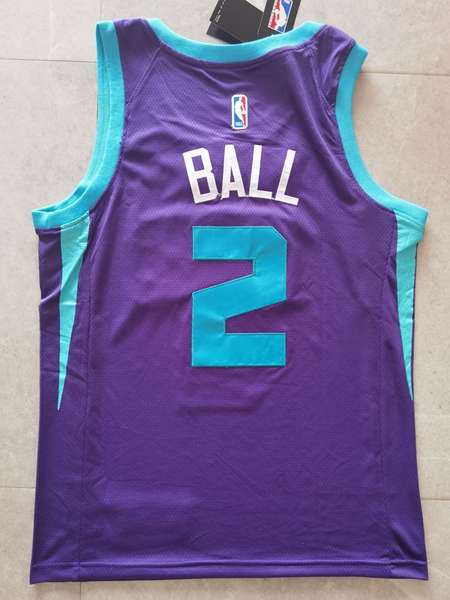 Charlotte Hornets 20/21 BALL #2 Purple AJ Basketball Jersey (Stitched)