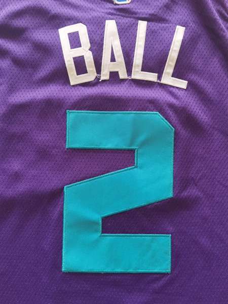 Charlotte Hornets 20/21 BALL #2 Purple AJ Basketball Jersey (Stitched)