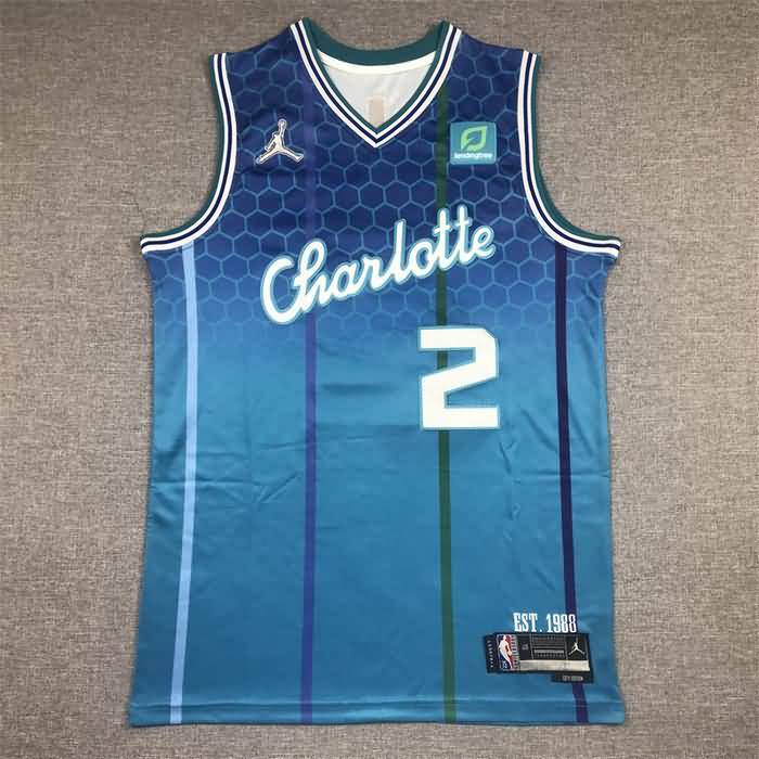 Charlotte Hornets 21/22 BALL #2 Blue City AJ Basketball Jersey (Stitched)