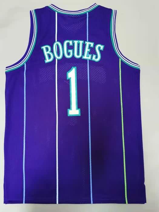 Charlotte Hornets 1994/95 BOGUES #1 Purple Classics Basketball Jersey (Stitched)