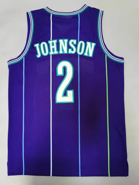 Charlotte Hornets 1994/95 JOHNSON #2 Purple Classics Basketball Jersey (Stitched)