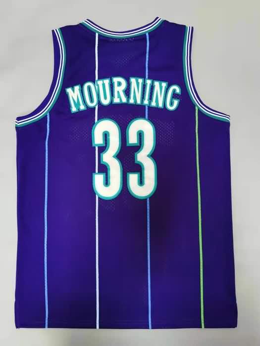 Charlotte Hornets 1994/95 MOURNING #33 Purple Classics Basketball Jersey (Stitched)