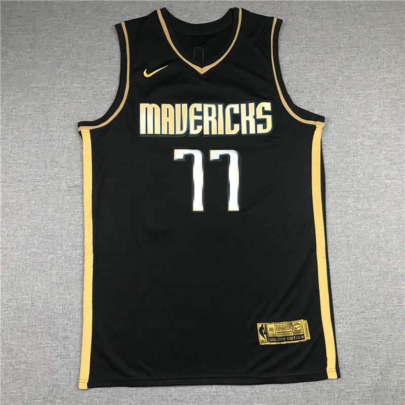 Dallas Mavericks 20/21 DONCIC #77 Black Gold Basketball Jersey (Stitched)