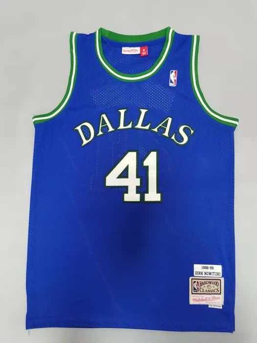 Dallas Mavericks 1998/99 NOWITZKI #41 Blue Classics Basketball Jersey (Stitched)