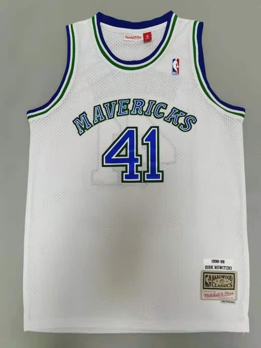 Dallas Mavericks 1998/99 NOWITZKI #41 White Classics Basketball Jersey (Stitched)